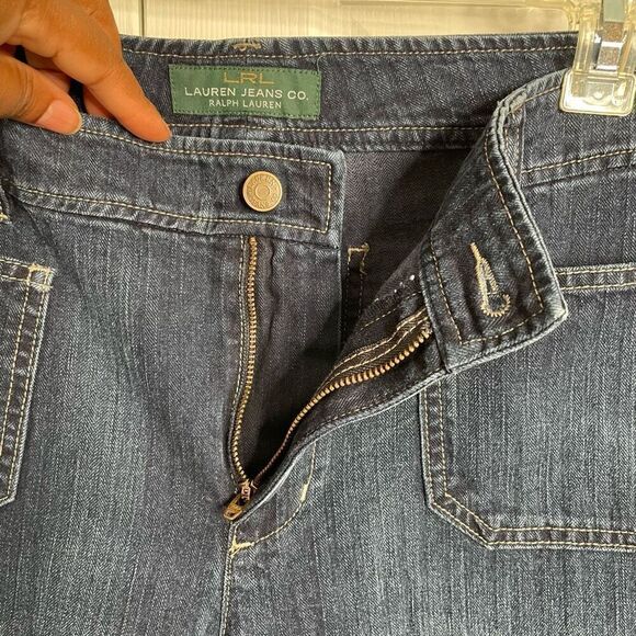LRL Lauren Jeans Co Womens Jeans 14 Dark Wide Leg Patch Pocket Kendrick Lamar - Picture 7 of 10